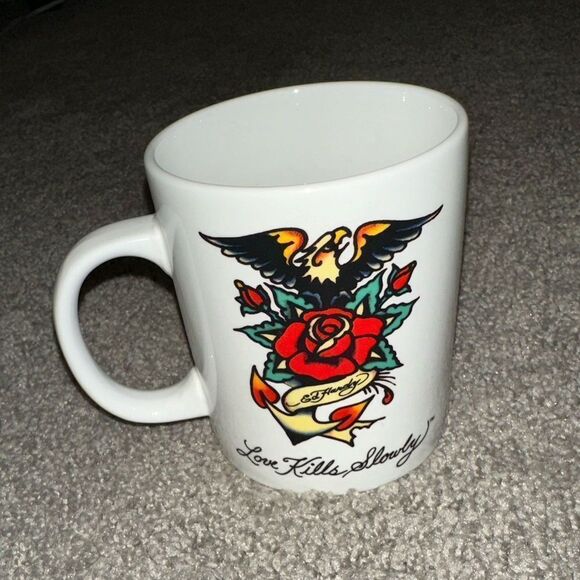 Ed Hardy 2008 Love Kills Slowly Mug roses‎ eagle skull Y2K 2000’s - Picture 1 of 9